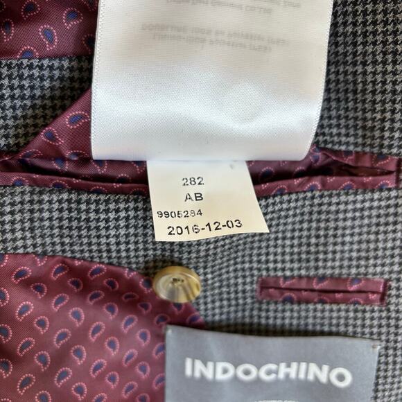 Indochino Mens Slim Houndstooth Wool Blazer Jacket Size 34 Career Formal - Picture 8 of 12